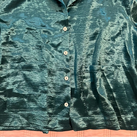 Victoria's Secret Rich Teal Green pajama Blouse Top - Picture 5 of 5